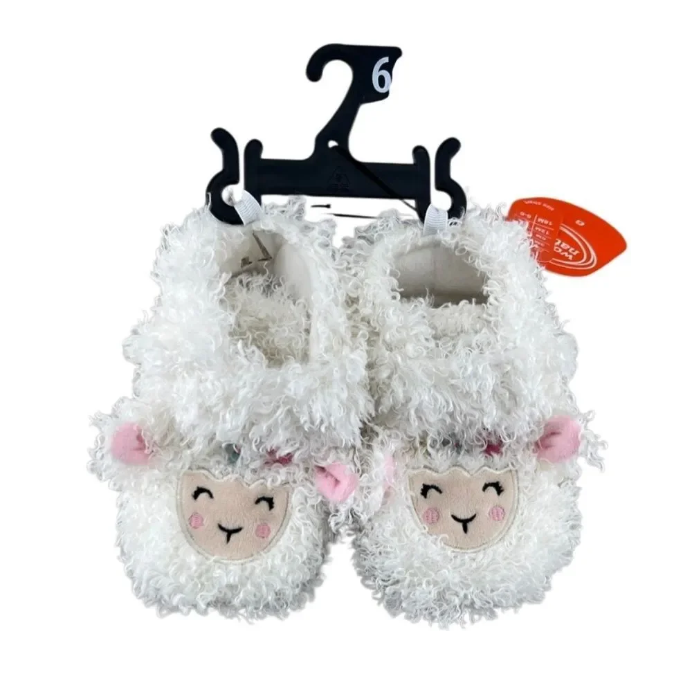Baby Girl Llama Fuzzy Cozy Slippers Shoes Size 6
